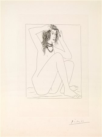 Pablo Picasso (Malaga 1881 &ndash; Mougins 1973) FEMME NUE SE COURONNANT DE...