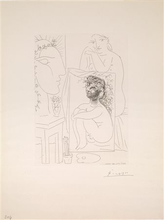 Pablo Picasso (Malaga 1881 Mougins 1973) MOD ACCOUD&Eacute; SUR UN TABLEAU....