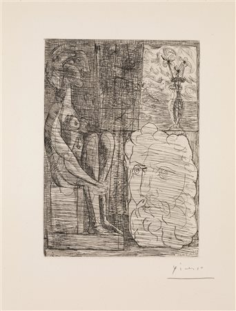 Pablo Picasso (Malaga 1881 Mougins 1973) SCULPTURES ET VASE DE FLEURS. 1933...