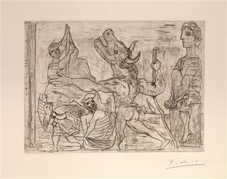 Pablo Picasso (Malaga 1881 Mougins 1973) MINOTAURE AVEUGLE GUID&Eacute; PAR...