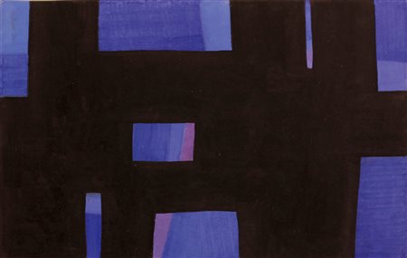 Mario Ballocco Mailand/Milano 1913 – 2008 Grata nera, fondo blu, 1950 Olio su...