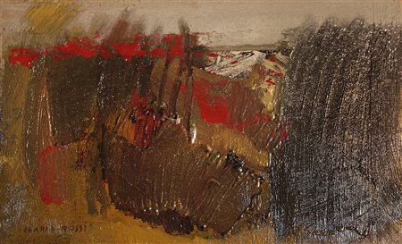 Ilario Rossi Bologna 1911-1994 Senza titolo, 1958 Olio su tavola, 22x33,5 cm...