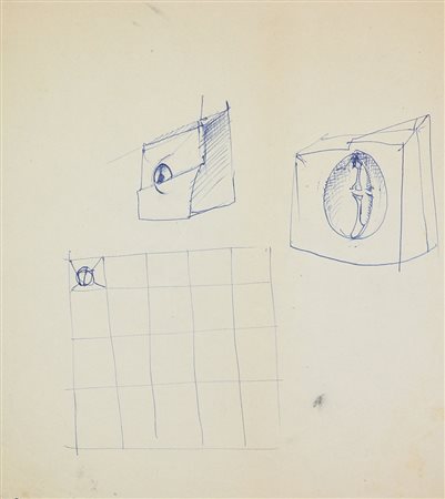Scanavino Emilio Senza titolo, (anni '60) biro su carta, cm. 24x21 etichetta...