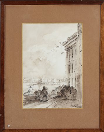 BRASS ITALICO (1870 - 1943) Venise. Acquerelli su carta. Cm 33,00 x 43,00....