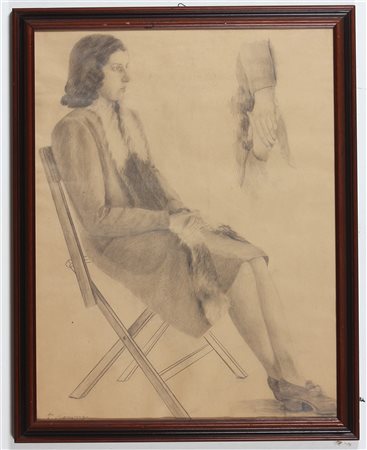 MARUSSIG PIERO (1879 - 1937) Donna seduta. Disegno su carta. Cm 59,00 x...