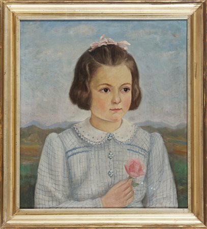 MASSERONI GIULIO (1900 - 1980) Ritratto di bambina. Olio su compensato. Cm...