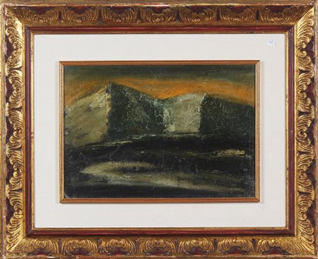 SIRONI MARIO (1885 - 1961) Montagne. Olio su cartone telato. Cm 49,80 x...