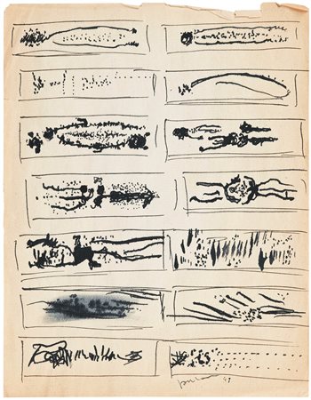 Lucio Fontana 1899 - 1968 STUDIO PER DECORAZIONE ARCHITETTONICA INK ON PAPER....