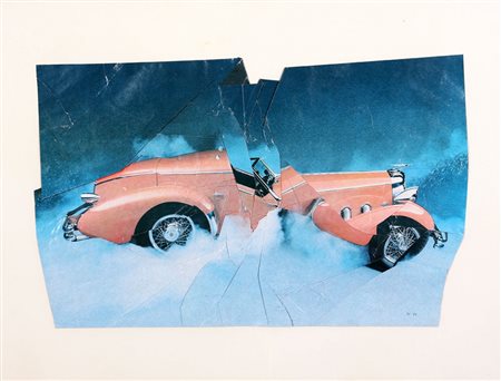 JIRI KOLAR 1914 - 2002 Auto d’epoca, 1979 Froissage, cm. 28,5 x 45 Firmato e...