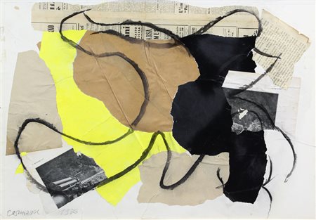 Arturo Carmassi, Senza titolo, 1978, tecnica mista e collage su tavola, cm....