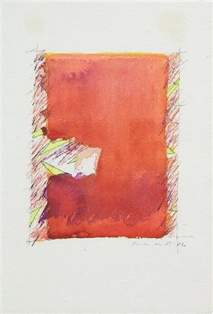 Sandro Martini, Senza titolo, 1973, gouache su carta, cm. 28,5x19,5, firmata...