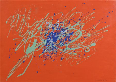 Giulio Turcato, Itinerari, 1971, olio su tela, cm. 50x70, firmato in basso a...