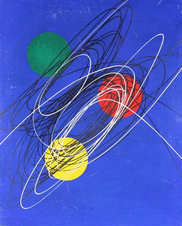 Roberto Crippa, Spirali Blu, 1951, olio su tela, cm. 50x40, firmato, datato e...