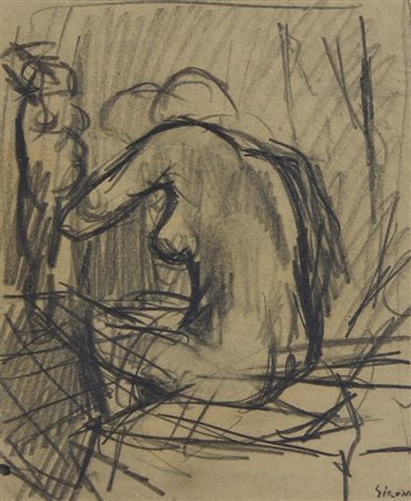 Mario Sironi, Composizione con Nudo di Schiena, 1925 ca., matita su carta,...