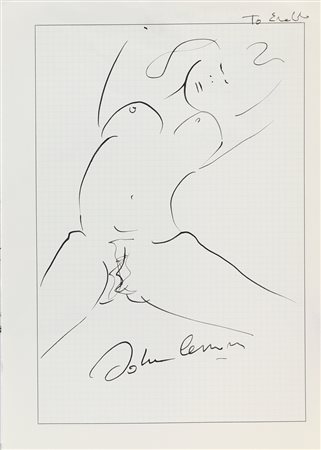 John Lennon, Nudo, china su carta, cm. 30x20,7, firmata in basso al centro,...