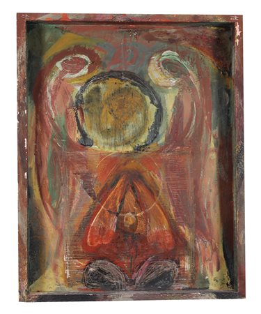 Bruno Ceccobelli, Senza titolo, 1985, tecnica mista su tavola, cm. 73x57,5x7,...
