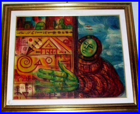 Gianni Baretta (Gianbar) "Alfabeto" olio su tela applicata su tavola cm 40x50...