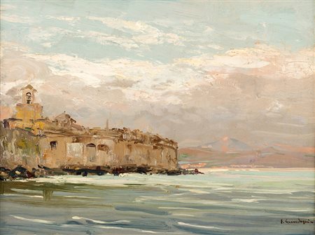 EZECHIELE EX. GUARDASCIONE Puozzuoli 1875 - 1948 Paesaggio di mare campano...