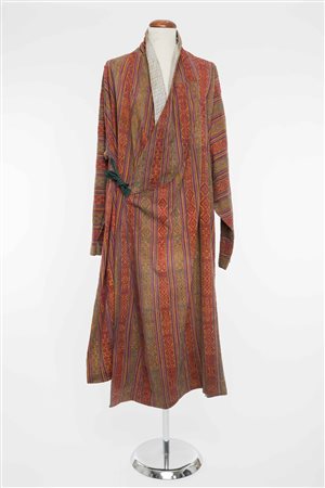 Tunica/Kimono in tessuto di cotone sui toni del rosso e del verde,...