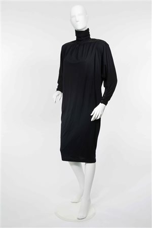 Thierry Mugler: abito nero con inserti in suede, tasche laterali (difetti)