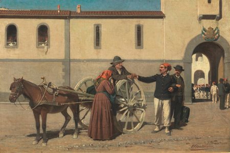 Cesare Bartolena(Livorno 1830 - 1903)LA PARTENZA DEL SOLDATOolio su tela, cm...