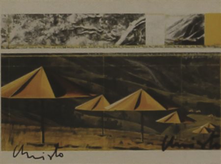 Christo Senza titolo, postcard, cm. 11x14,5, firmata in basso a destra e...