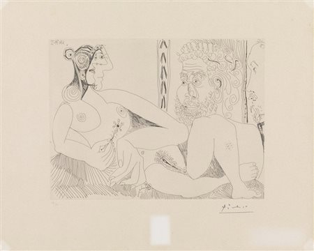 Pablo Picasso, Malaga 1881 - Mougins 1973, Il pittore e la modella, 1971,...