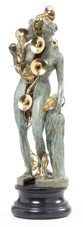 Arman, Nizza 1928 - 2005, Musa della musica, Scultura in bronzo a patina...