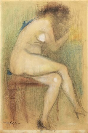 Mario Mafai, Roma 1902 - 1965, Nudo seduto, Pastello su cartone, cm....