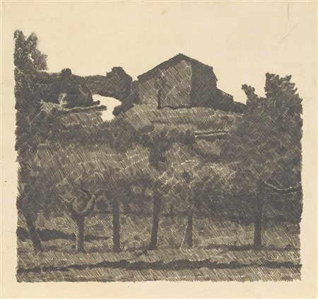 Giorgio Morandi, Bologna 1890 - 1964, Paesaggio di Grizzana, le Lame, 1931,...