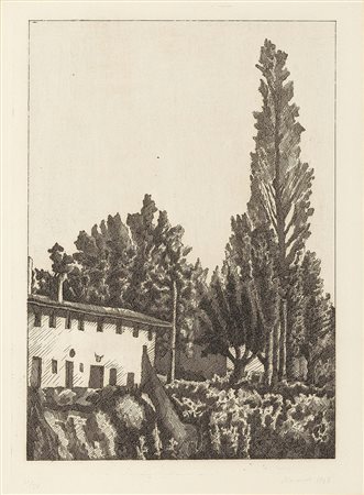 Giorgio Morandi, Bologna 1890 - 1964, Paesaggio con il grande pioppo, 1927,...
