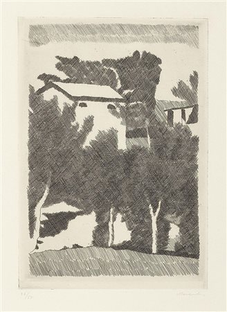 Giorgio Morandi, Bologna 1890 - 1964, Paesaggio con tre alberi, 1931,...