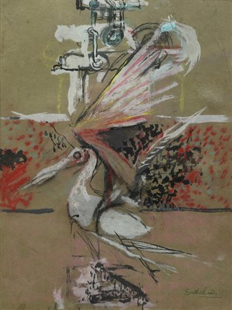 GRAHAM SUTHERLAND Bird and Machine 1953 Tempera e pastello su carta 29,5x22...