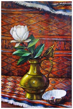 NINO BORGHESI Roma 1892 – Pescia 1982 Fiore di Magnolia Olio su tela 60 x 40....