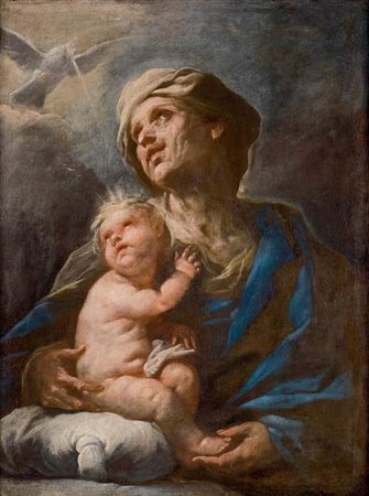 Luca Giordano Napoli 1634 – 1705 SANTA ELISABETTA CON SAN GIOVANNINO olio su...