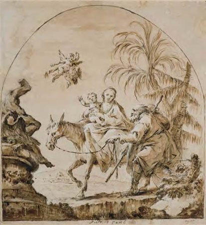 Iacopo Marieschi Venezia 1711 – 1794 FUGA IN EGITTO penna, pennello...