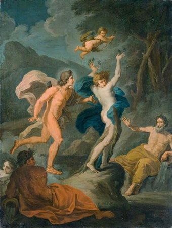 Angelo Ricci 1749 – 1827 APOLLO E DAFNE olio su tela, cm 90,5x68,5. Iscritto...