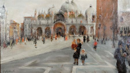 MALDARELLI GIUSEPPE Napoli 1885 - 1958 Venezia olio su tavola 45x77 firma in...