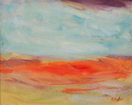 CELEGHIN ORAZIO Asolo 1906 - 1984 Paesaggio olio su tavola 32x40 firma in...