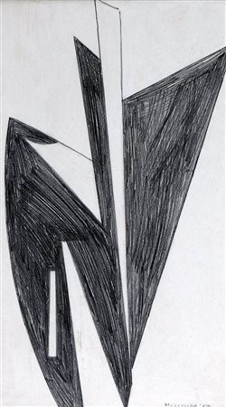 PLINIO MESCIULAM, 1926, Senza titolo, 1950, Matita e tempera su carta, cm. 35...