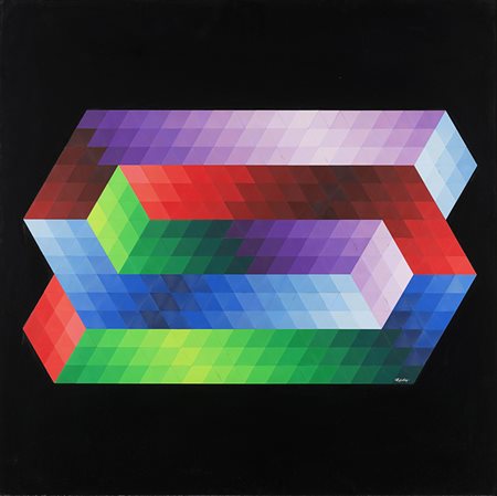 Victor Vasarely (Pecs 1906 - Parigi 1997) - "Torony" 1972 Basf Luran, cm...
