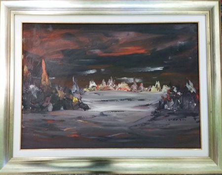 Henry Jelinek "Paesaggio lunare" olio su tela cm 50x70 Opera corredata di...
