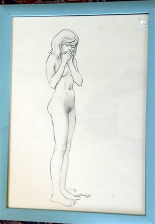 Lorenzo Alessandri "Nudino" 1974 Disegno su carta cm 50x35 opera incorniciata