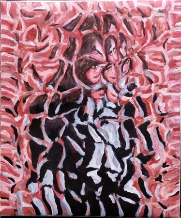 Paolo Avanzi "Donna su sfondo di mattoni" olio su tela cm 30x24 - Autentica e...