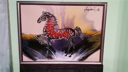 Sage Vernis "Cavallo" Olio e smalti su cartone cm 50x70 Autentica Galleria...