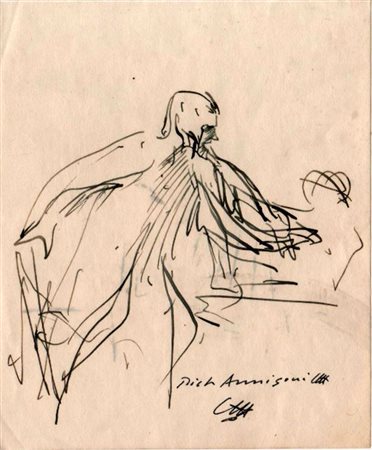 Pietro Annigoni "Studio per dipinto" disegno su carta cm 13x11. ca. Autentica...