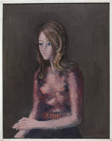 VIVIANI VITTORIO (1909 - 1998) Ritratto di donna. 1966. Olio su tela . Cm...