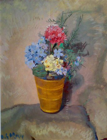 GAROSIO OTTORINO (1904 - 1980) Vaso di fiori. Olio su faesite. Cm 35,00 x...