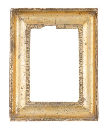 PICCOLA CORNICE a canna ciaccata in legno dorato ad argento a mecca (cm 14 x...