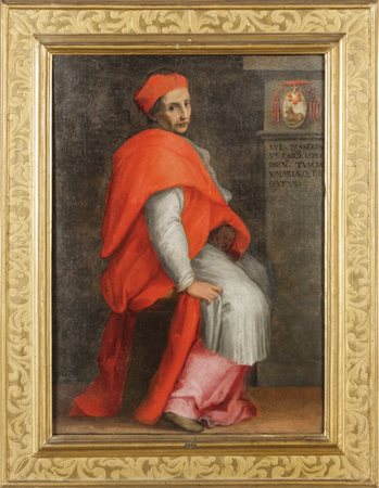 Scuola fiorentina sec.XVI "Ritratto del Cardinale Passerini" olio, cornice in...
